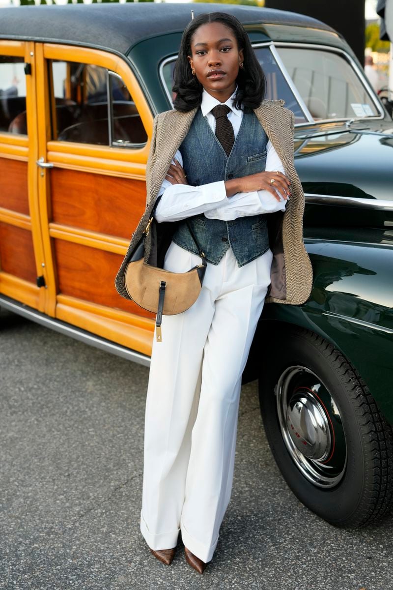 Demi Singleton attends the Ralph Lauren Spring/Summer 2025 fashion show as part of New York Fashion Week on Thursday, Sept. 5, 2024, at Khalily Stables in Bridgehampton, N.Y. (Photo by Charles Sykes/Invision/AP)