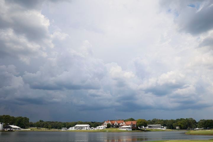 Rain clouds appeared on the horizon during the final round of the Tour Championship at East Lake Golf Club on Sunday, Sept. 1, 2024, in Atlanta.
(Miguel Martinez / AJC)