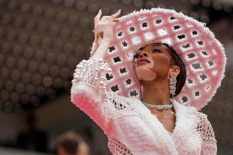 Winnie Harlow poses for photographers upon arrival at the premiere of the film 'The Apprentice' at the 77th international film festival, Cannes, southern France, Monday, May 20, 2024. (Photo by Andreea Alexandru/Invision/AP)