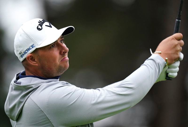 England's Marcus Armitage tees off the 8th during day two of the 2024 BMW PGA Championship at Wentworth Golf Club in Virginia Water, England, Friday, Sept. 20, 2024. (Zac Goodwin/PA via AP)