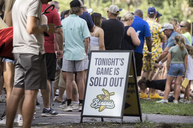 The Savannah Bananas are one of the toughest tickets in sports. The team received 200,000 ticket requests for Saturday's game at Fenway Park. (AJC Photo/Stephen B. Morton)