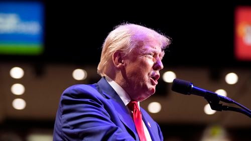 Republican presidential nominee former President Donald Trump speaks at a campaign event at the Indiana University of Pennsylvania Ed Fry Arena, Monday, Sept. 23, 2024, in Indiana, Pa. (AP Photo/Alex Brandon)