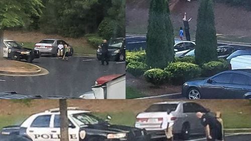 A Kennesaw Police Department officer takes some time to play a little football with the neighborhood kids.