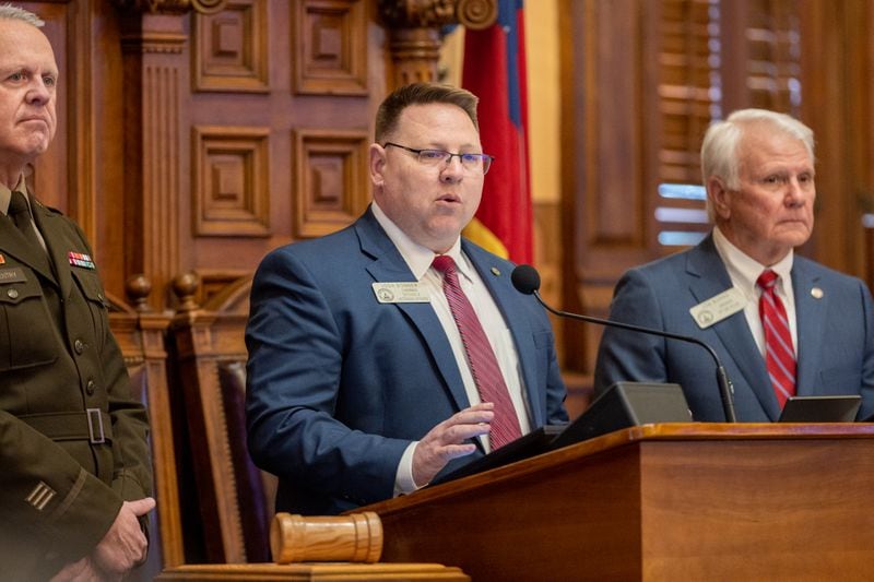 Georgia State Rep. Josh Bonner speaks during the legislative session at the Capitol in Atlanta on Thursday, Jan. 26, 2023. (Arvin Temkar / arvin.temkar@ajc.com)