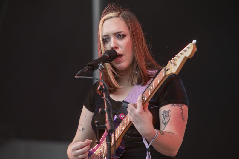 Singer-songwriter Sophia Regina Allison, who goes by the stage name Soccer Mommy, performs during the All Things Go Music Festival on Saturday, Sept. 28, 2024, at Forest Hills Stadium in Forest Hills, N.Y. (Photo by Andy Kropa/Invision/AP)