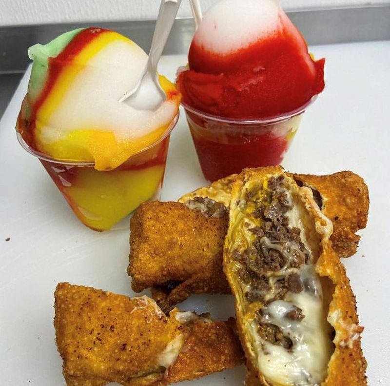 Along with its namesake sandwich, Big Dave’s Cheesesteaks serves flavored Italian ices and fried egg rolls stuffed with cheesesteak ingredients (beef, salmon or chicken). Courtesy of Big Dave’s Cheesesteaks