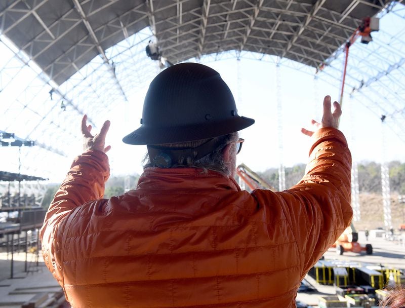Jack Murphy, the CEO of JEM Management, oversees the temporary venues every year for DirecTV's Super Saturday Night concerts. RYON HORNE / RHORNE@AJC.COM