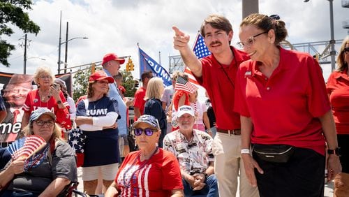 Thousands of Trump supporters are lining the streets of Atlanta ahead of the former presidents rally. Saturday, August 3rd, 2024 (Ben Hendren for the Atlanta Journal-Constitution)