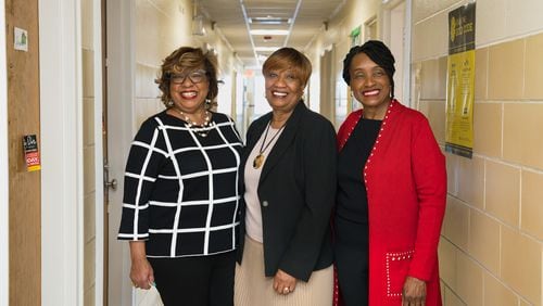 From left, Joyce Wynn Dawkins, Linda Evans Cheek and Elizabeth Gholston visit the inside of Elkton Hall earlier this month for the first time since the 1970s. David Carter for The Washington Post