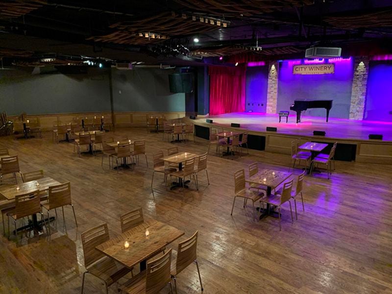 City Winery Atlanta has arranged tables in its concert room to comply with social distancing rules. Photo: Contributed