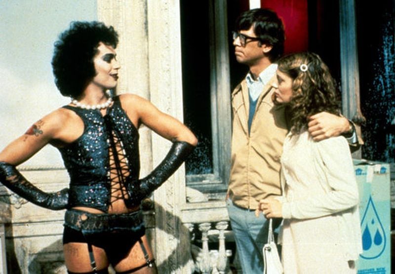 Tim Curry (from left), Barry Bostwick and Susan Sarandon in "The Rocky Horror Picture Show."