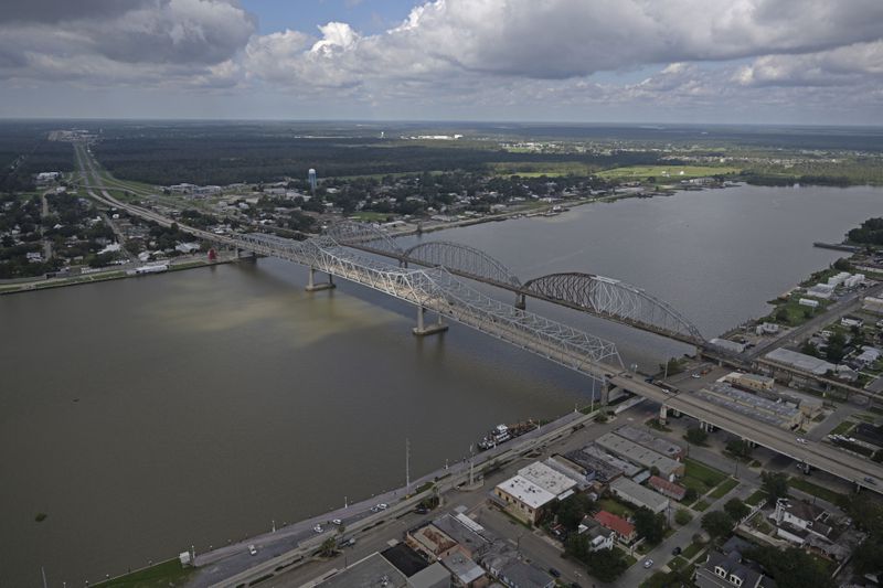 Bridges stand in Berwick Bay in Morgan City, La., Friday, Sept. 13, 2024, after Hurricane Francine. (Hilary Scheinuk/The Advocate via AP, Pool)