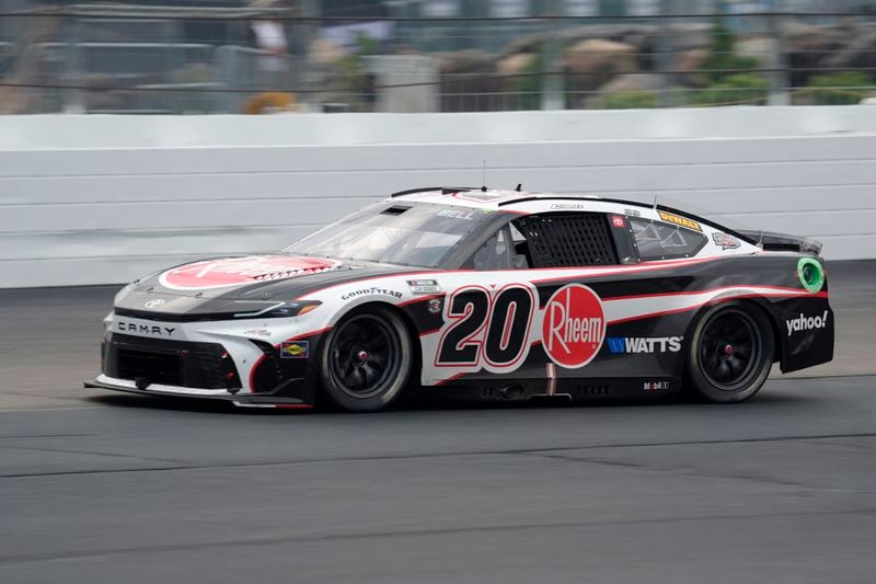 Christopher Bell steers his car out of Turn 4 in a NASCAR Cup Series race, Sunday, June 23, 2024, at New Hampshire Motor Speedway, in Loudon, N.H. (AP Photo/Steven Senne)
