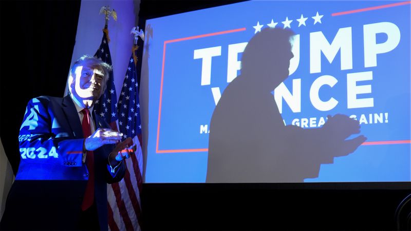 Republican presidential nominee former President Donald Trump arrives to speak to the National Fraternal Order of Police fall meeting, Friday, Sept. 6, 2024, in Charlotte, N.C. (AP Photo/Evan Vucci)