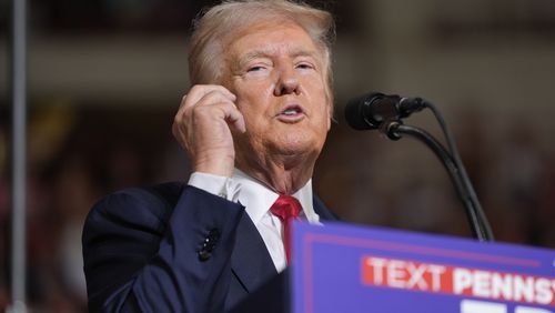 Republican presidential candidate former President Donald Trump speaks at a campaign rally, Wednesday, July 31, 2024, in Harrisburg, Pa. (AP Photo/Alex Brandon)