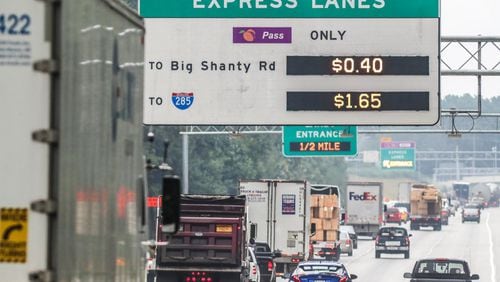 Motorists took 471,550 trips on the Northwest Corridor Express Lanes in their first month of operation. The lanes stretch 30 miles on I-75 and I-575 in Cobb and Cherokee counties. JOHN SPINK/JSPINK@AJC.COM