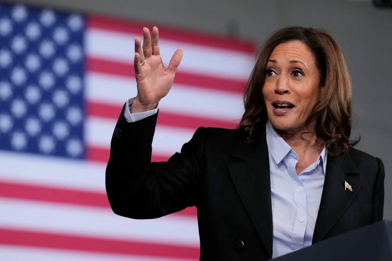 Democratic presidential nominee Vice President Kamala Harris speaks at a campaign event at Northwestern High School in Detroit, Monday, Sept. 2, 2024. (AP Photo/Jacquelyn Martin)