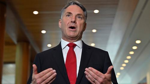 Australia's Deputy Prime Minister Richard Marles speaks at Parliament House in Canberra, Thursday, Sept. 12, 2024. (Mick Tsikas/AAP Image via AP)