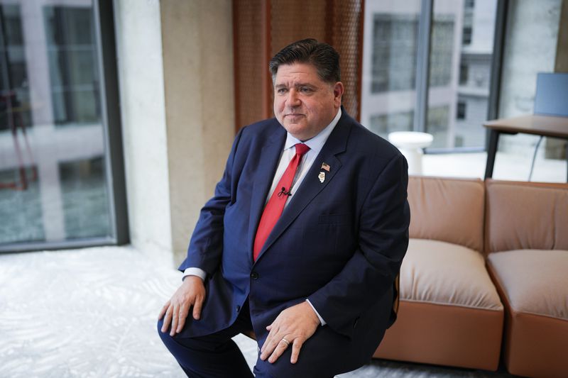 Illinois Gov. JB Pritzker speaks during an interview in Chicago, on Friday, Aug. 16, 2024. (AP Photo/Erin Hooley)