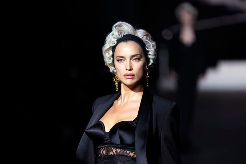 A model wears a creation as part of the Dolce & Gabbana Spring Summer 2025 collection, that was presented in Milan, Italy, Saturday, Sept. 21, 2024. (AP Photo/Antonio Calanni)