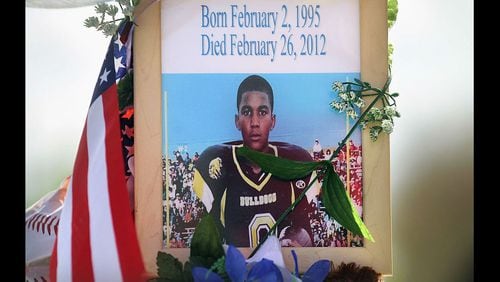 A memorial to Trayvon Martin is seen outside The Retreat at Twin Lakes community in Sanford, Florida, where Trayvon was fatally shot by George Zimmerman on March 23, 2012.