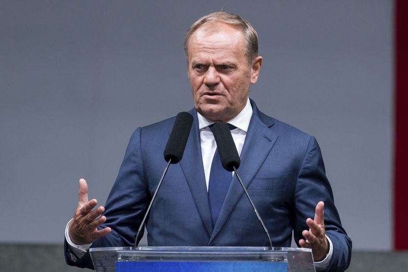 FILE - Poland's Prime Minister Donald Tusk attends solemn ceremonies at Westerplatte, on the Baltic Sea, Poland, on Sept. 1, 2024. (AP Photo/Wojciech Strozyk)