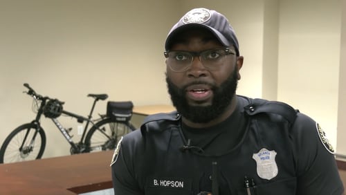 Former Atlanta police Officer Benjamin Hopson was arrested in Augusta on Saturday, Aug. 24, 2024, on a charge of enticing a child for indecent purposes, according to Richmond County court records. He was featured in a recruitment video for the Atlanta Police Department in October 2020.