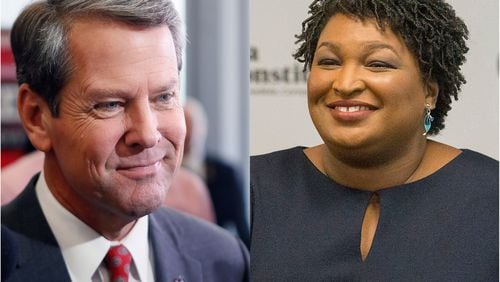 stacey abrams and brian kemp faceoff photos