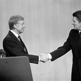 Jimmy Carter, left, faced a tough bid for reelection in 1980, when he lost to Ronald Reagan. Former U.S. Rep. Michael Barnes reflects on Carter's campaign that year, drawing parallels to President Joe Biden's run for reelection.