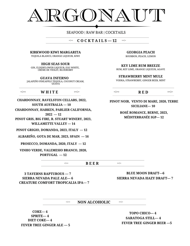 Argonaut Fish Bar menu