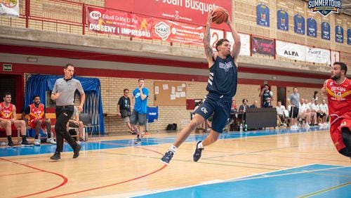 Georgia Tech guard Jordan Usher scored 10 points with five assists in the Yellow Jackets' win in an exhibition game against a team of Spanish professionals Aug. 11, 2019 at Pavello Joan Busquets in Barcelona, Spain.