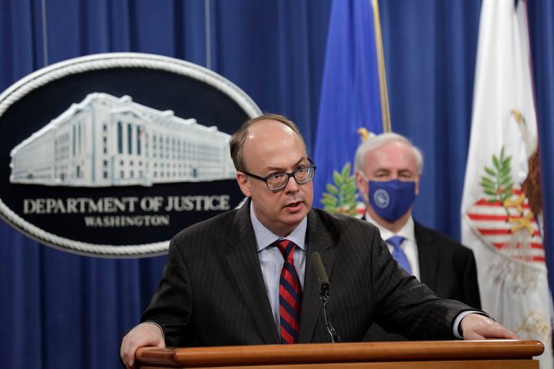 Jeffrey Clark, then acting assistant U.S. attorney general, speaks at a news conference at the Justice Department in Washington, D.C., on Oct. 21, 2020. (Yuri Gripas/POOL/AFP/Getty Images/TNS)