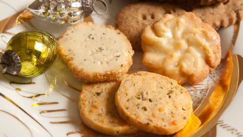 Christmas cookies: Cheddar kale chip, Espresso Shortbread, Lemon spritz, and Rosemary crisp (styling by Lisa Rochon ) (Photography by Renee Brock/Special)