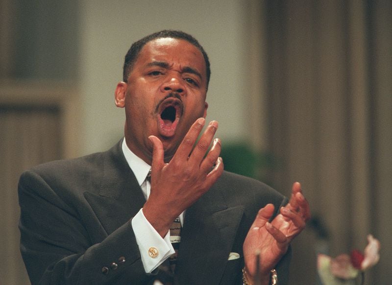 Sermons of the Rev. Woodrow Walker are light on fireworks.
Photo taken October 26, 1997. (AJC Staff Photo/Dwight Ross, Jr.)