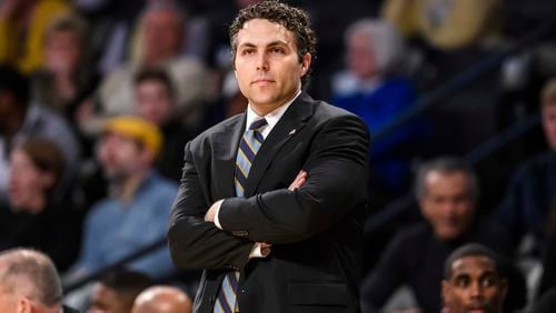 Georgia Tech coach Josh Pastner watches his team against North Carolina State in Atlanta, Thursday, March 1, 2018. (AP Photo/Danny Karnik)