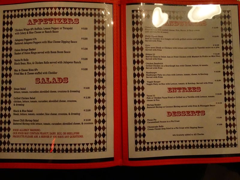 The menu