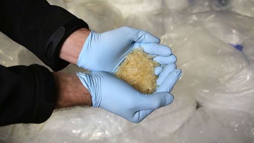 These are not the drugs that Yadira Gomez-Gonzalez and others tried to traffic. Seen here in this file photo is crystal methamphetamine. What the drug ring is accused of trying to ship was pure methamphetamine, which can be cut at a street level to increase profit.