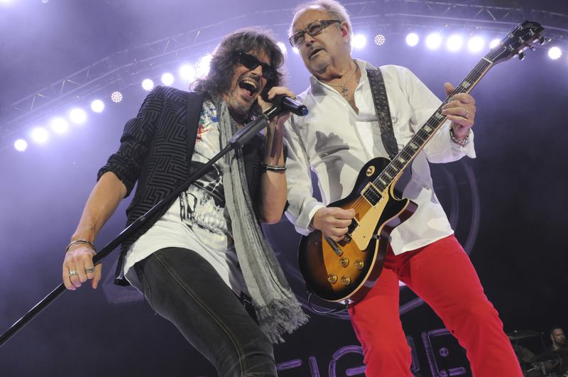 Kelly Hansen, left, and Mick Jones of Foreigner perform during the '40th Anniversary Tour' at Coral Sky Amphitheatre on Tuesday, August 1, 2017 in West Palm Beach, Fla. (Photo by Michele Eve Sandberg/Invision/AP)