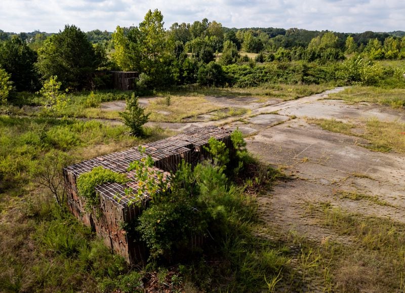 A pile of bricks at the site of the Chattahoochee Brick Company in Atlanta seen on Wednesday, August 14, 2024. (Seeger Gray / AJC)