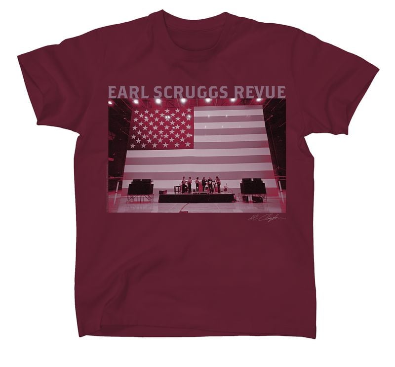 T-shirt featuring Al Clayton's photograph of the Earl Scruggs Revue. (Courtesy of Hi Fidelity Entertainment)