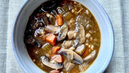 The mushroom barley soup at Goldbergs Fine Foods is a bowl of tradition as well as a balm for bleak days. Angela Hansberger for The Atlanta Journal-Constitution