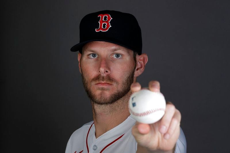 This is a 2020 photo of Chris Sale of the Red Sox baseball team. This image reflects the 2020 active roster as of Feb. 19, 2020 when this image was taken. (AP Photo/John Bazemore)