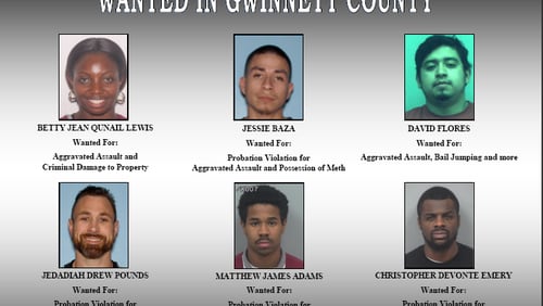 The Gwinnett County Sheriff's Office is seeking these six suspects on outstanding warrants.