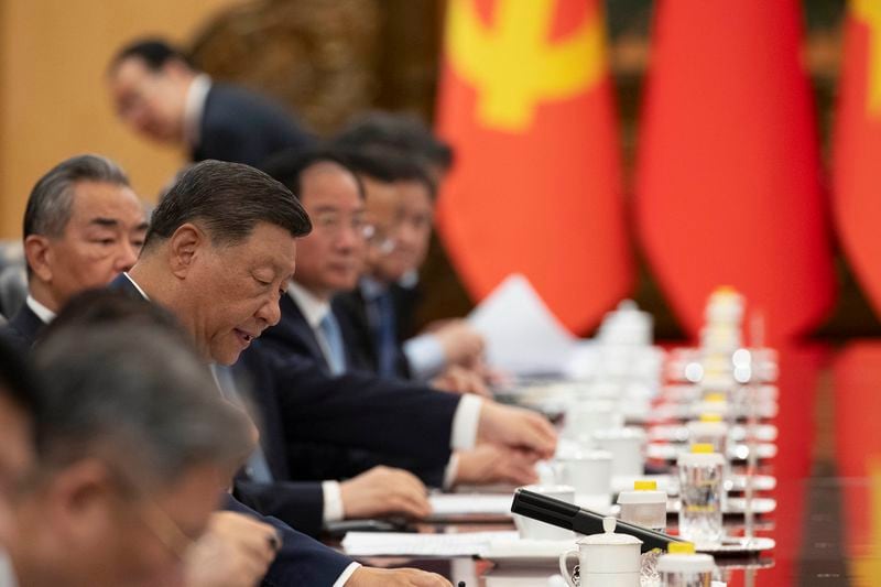 Chinese President Xi Jinping attends a meeting with Vietnam's President To Lam, unseen, at the Great Hall of the People in Beijing Monday, Aug. 19, 2024. (Andres Martinez Casares/Pool Photo via AP)