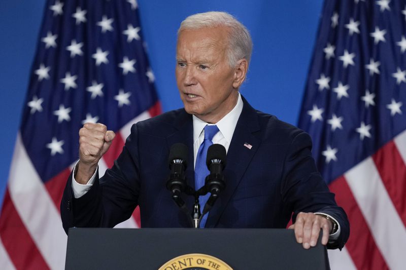 President Joe Biden speaks at a news conference following the NATO Summit in Washington, Thursday, July 11, 2024. (AP Photo/Matt Rourke)