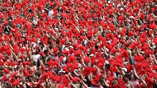 Georgia fans cheer before Georgia vs Ball State game in an NCAA football game at Sanford Stadium, Saturday, September 9, 2023, in Athens. (Hyosub Shin / Hyosub.Shin@ajc.com)