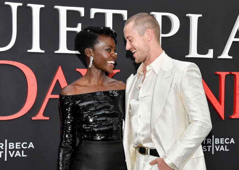Lupita Nyong'o, left, and Joseph Quinn attend the Paramount Pictures premiere of "A Quiet Place: Day One" at AMC Lincoln Square on Wednesday, June 26, 2024, in New York. (Photo by Evan Agostini/Invision/AP)