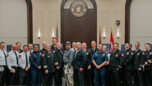 The Alpharetta Fire Department recently promoted 13, the highest number of candidates in the city’s history. COURTESY CITY OF ALPHARETTA
