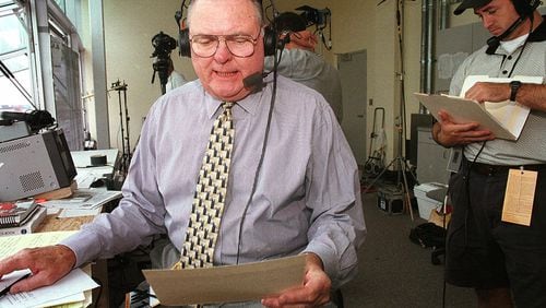 Keith Jackson before the Nebraska-Cal game in 1999.