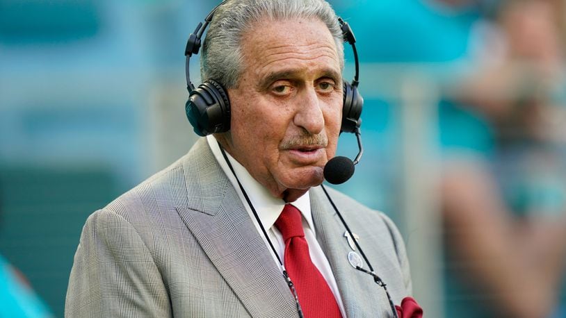 Atlanta Falcons owner Arthur Blank models a new Falcons' jersey during a  press conference and fashion show at the Mall of Georgia in Buford, Ga.,  Thursday, April 24, 2003. The Falcons unveiled